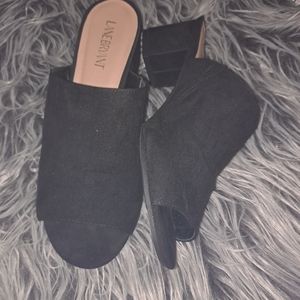 Faux Suede Black Mule (Wide Width